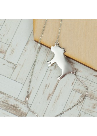 SREBRNY NASZYJNIK PIES CHIHUAHUA SREBRO 925 RODOWANY