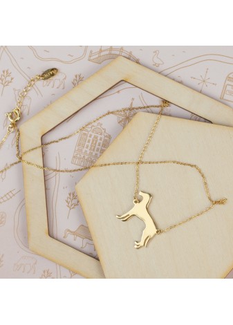 ZŁOTY NASZYJNIK Z ZAWIESZKĄ W KSZTAŁCIE OWCZARKA SREBRO 925 ZŁOTO 999