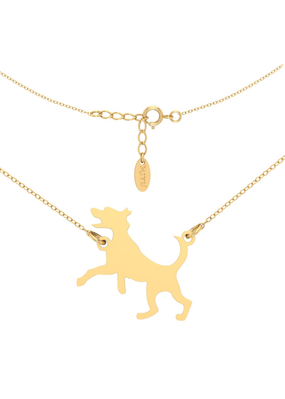 ZŁOTY NASZYJNIK Z ZAWIESZKĄ W KSZTAŁCIE PIESKA SREBRO 925 ZŁOTO 999