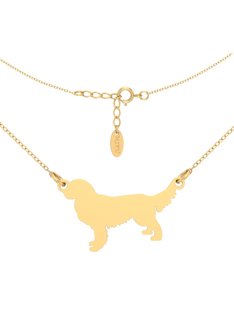 ZŁOTY NASZYJNIK Z ZAWIESZKĄ GOLDEN RETRIVER SREBRO 925 ZŁOTO 999