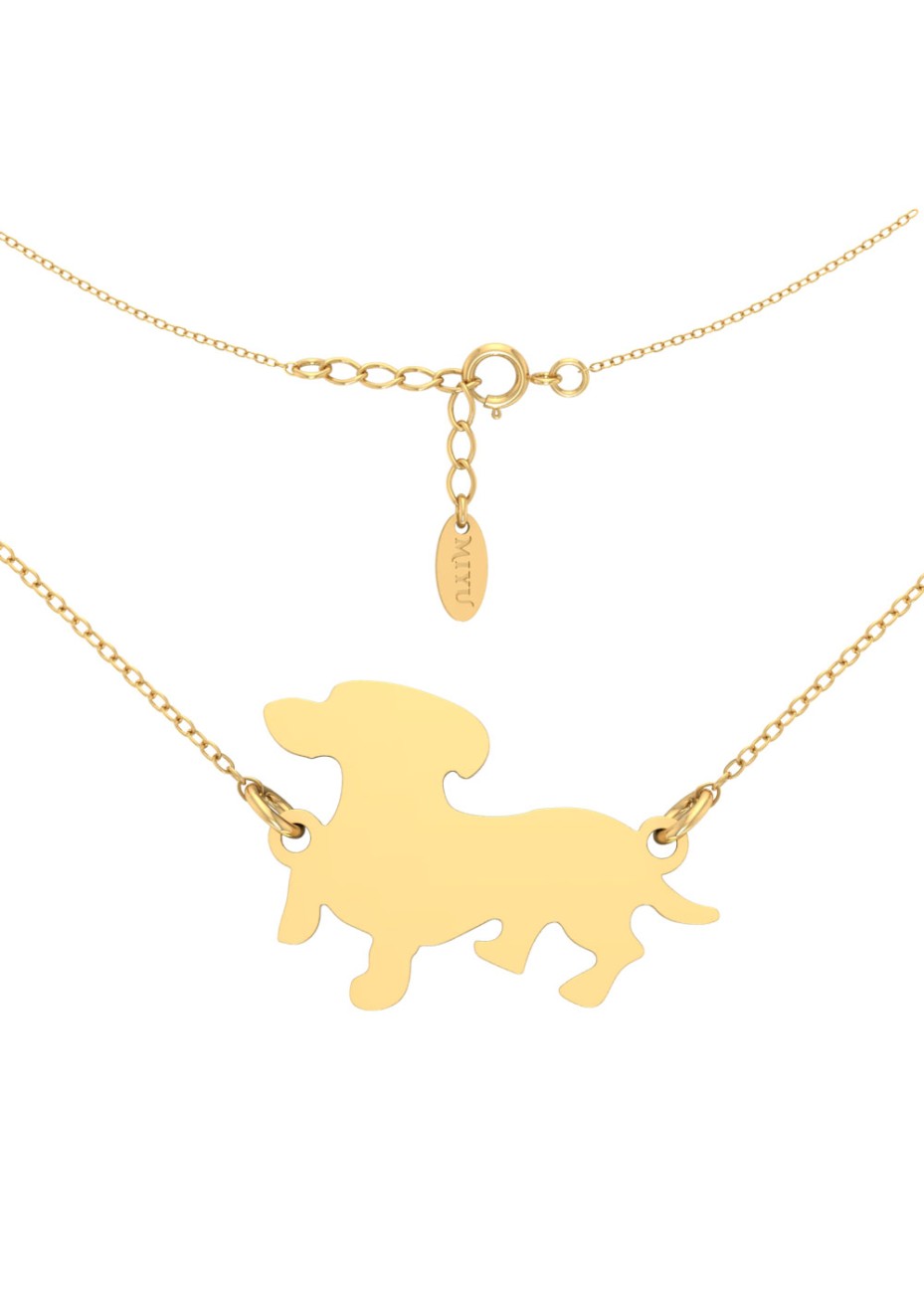 ZŁOTY NASZYJNIK Z ZAWIESZKĄ W KSZTAŁCIE JAMNIKA SREBRO 925 ZŁOTO 999