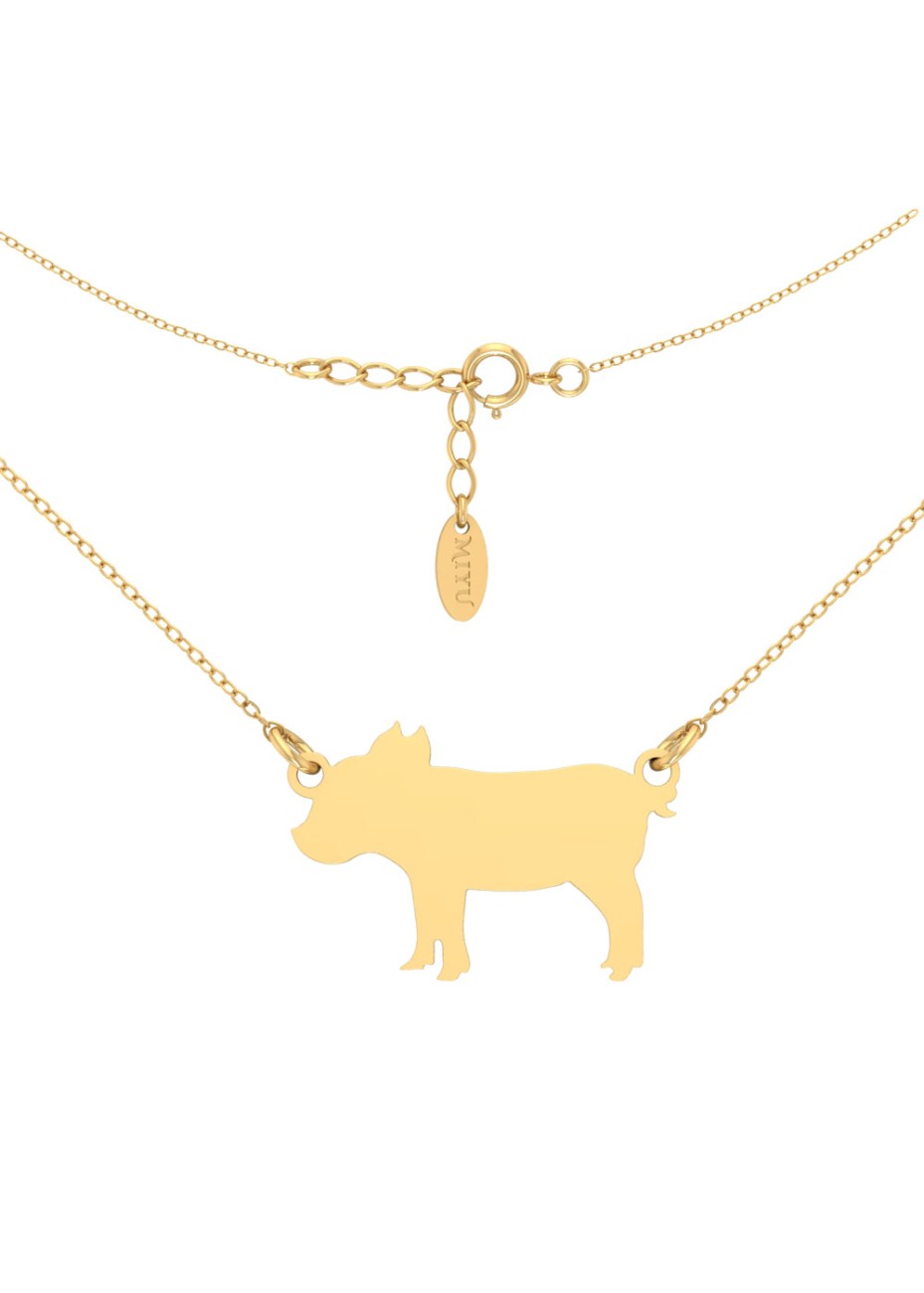 ZŁOTY NASZYJNIK Z ZAWIESZKĄ W KSZTAŁCIE CHIHUAHUA SREBRO 925 ZŁOTO 999