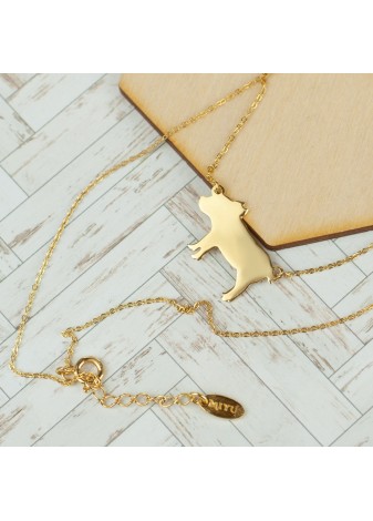 ZŁOTY NASZYJNIK Z ZAWIESZKĄ W KSZTAŁCIE CHIHUAHUA SREBRO 925 ZŁOTO 999
