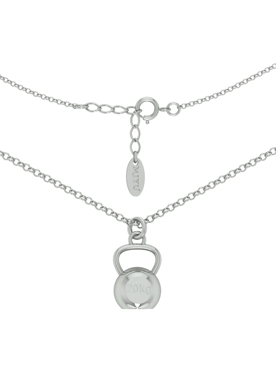 SREBRNY NASZYJNIK Z ZAWIESZKĄ KETTLEBELL SREBRO 925 RODOWANY