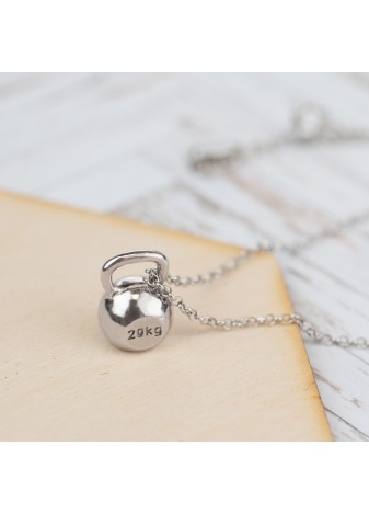 SREBRNY NASZYJNIK Z ZAWIESZKĄ KETTLEBELL SREBRO 925 RODOWANY