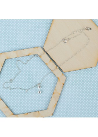 SREBRNY NASZYJNIK Z ZAWIESZKĄ HANTEL SREBRO 925 RODOWANY