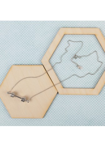 SREBRNY NASZYJNIK Z ZAWIESZKĄ DUŻA SZTANGA SREBRO 925 RODOWANY