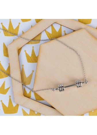 SREBRNY NASZYJNIK Z ZAWIESZKĄ DUŻA SZTANGA SREBRO 925 RODOWANY