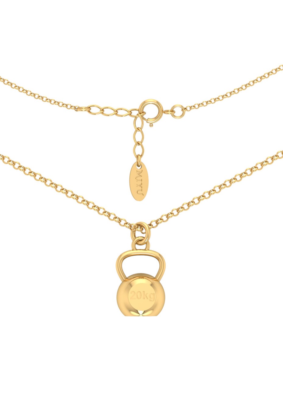 ZŁOTY NASZYJNIK Z ZAWIESZKĄ KETTLEBELL SREBRO 925 ZŁOTO 999