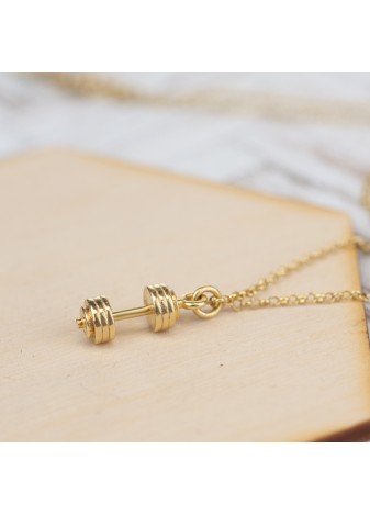 ZŁOTY NASZYJNIK Z ZAWIESZKĄ HANTEL SREBRO 925 ZŁOTO 999