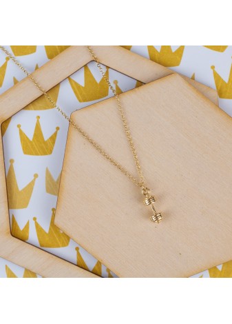 ZŁOTY NASZYJNIK Z ZAWIESZKĄ HANTEL SREBRO 925 ZŁOTO 999