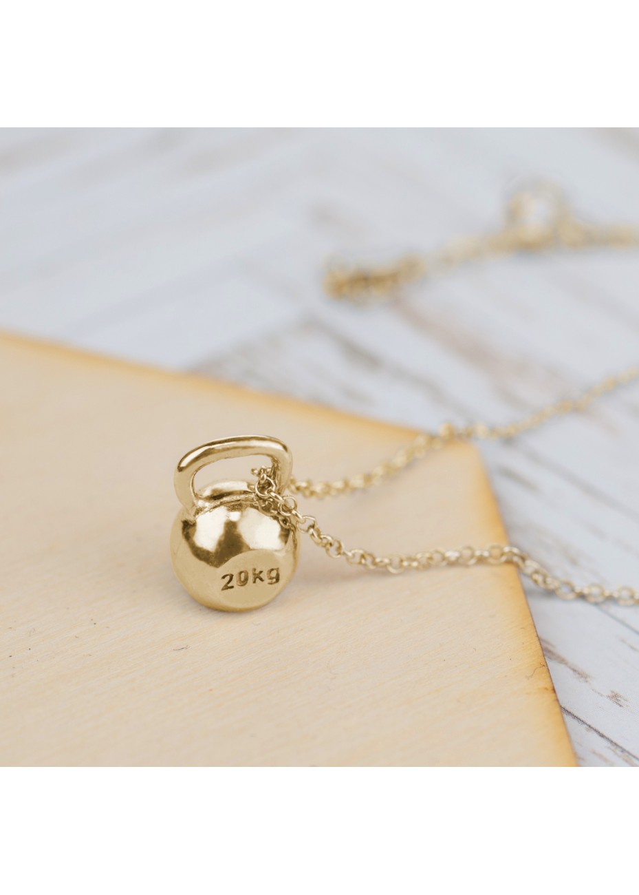 ZŁOTY NASZYJNIK Z ZAWIESZKĄ DUŻY KETTLEBELL SREBRO 925 ZŁOTO 999