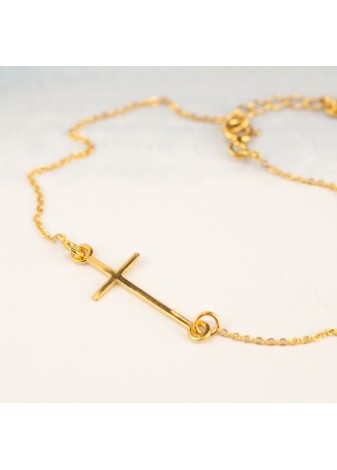 ZŁOTA BRANSOLETKA KRZYŻ ZŁOTO 999 SREBRO 925