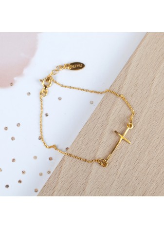 ZŁOTA BRANSOLETKA KRZYŻYK ZŁOTO 999 SREBRO 925