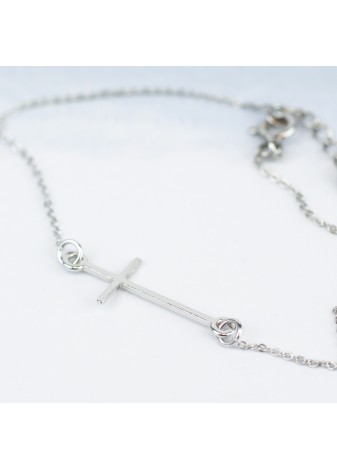 SREBRNA BRANSOLETKA KRZYŻ SREBRO 925 RODOWANE