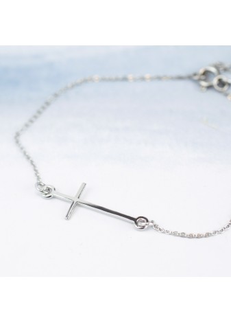 SREBRNA BRANSOLETKA KRZYŻ SREBRO 925 RODOWANE