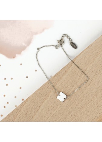 SREBRNA BRANSOLETKA ZAWIESZKA KWADRACIK SREBRO 925 RODOWANE