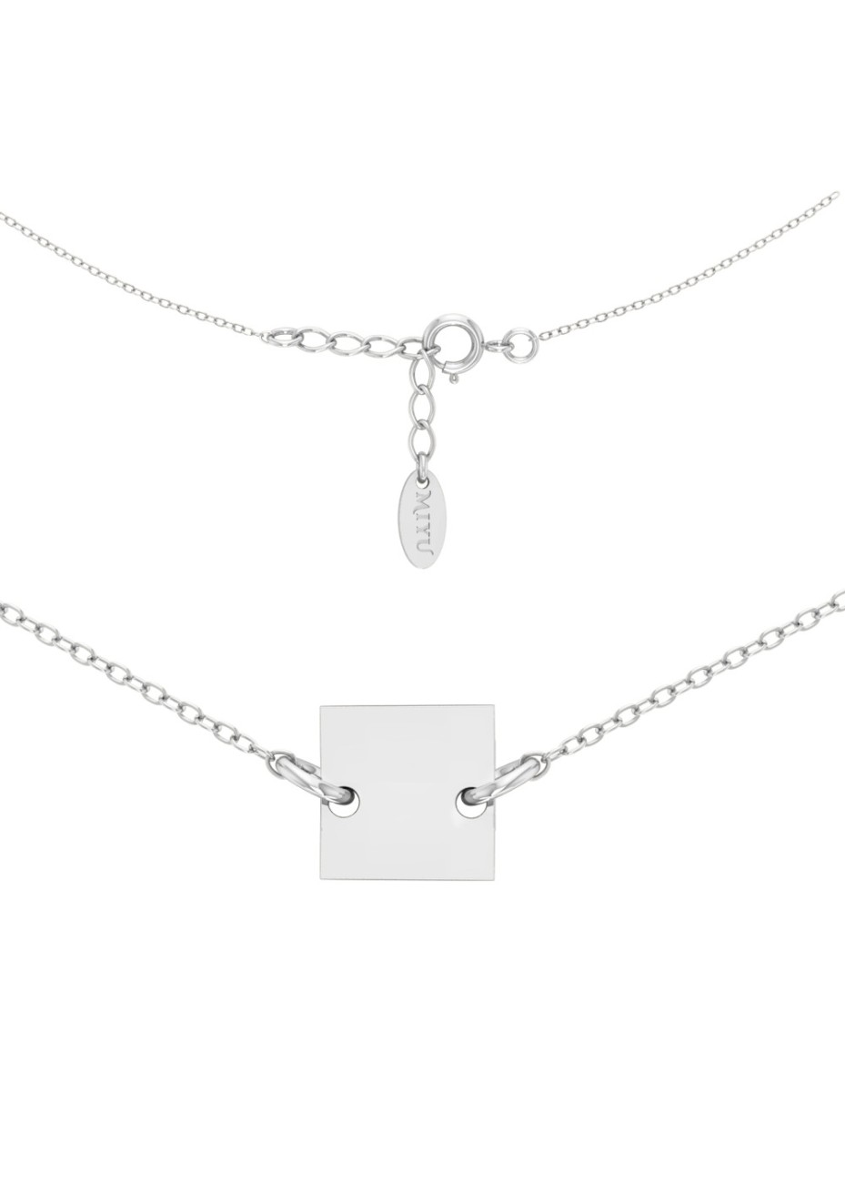 SREBRNA BRANSOLETKA ZAWIESZKA KWADRACIK SREBRO 925 RODOWANE