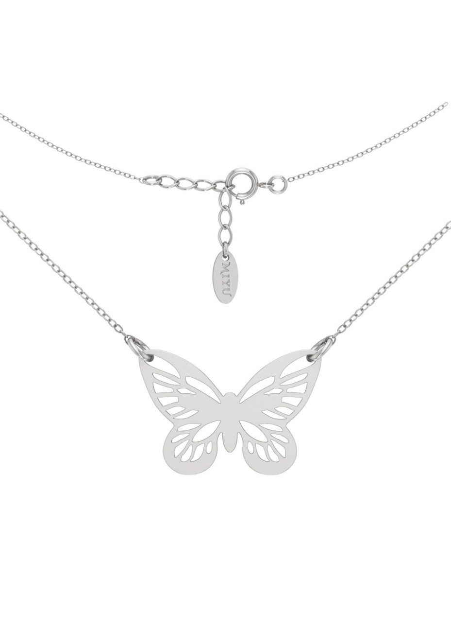 SREBRNY NASZYJNIK AŻUROWY MOTYLEK SREBRO 925 RODOWANE
