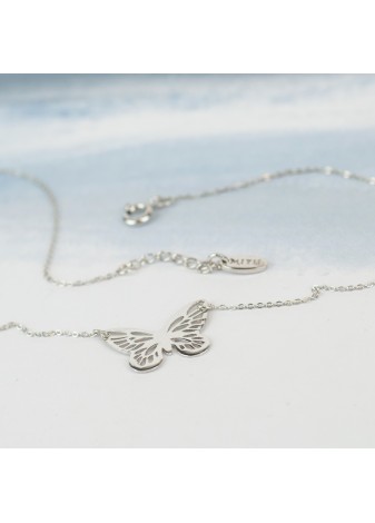 SREBRNY NASZYJNIK AŻUROWY MOTYLEK SREBRO 925 RODOWANE