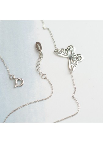 SREBRNY NASZYJNIK AŻUROWY MOTYLEK SREBRO 925 RODOWANE