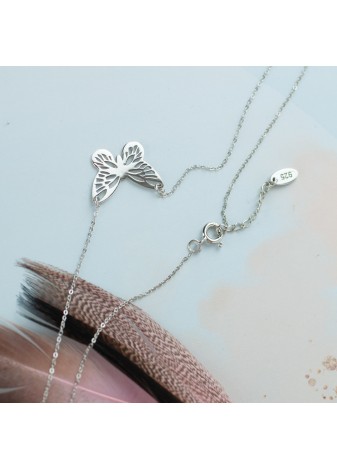 SREBRNY NASZYJNIK AŻUROWY MOTYLEK SREBRO 925 RODOWANE