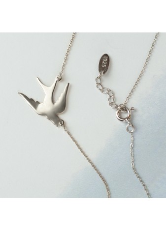 SREBRNY NASZYJNIK PTAK JASKÓŁKA SREBRO 925 RODOWANY