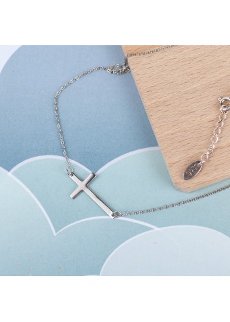 SREBRNY NASZYJNIK KRZYŻ Z GRAWEREM SREBRO 925 RODOWANY