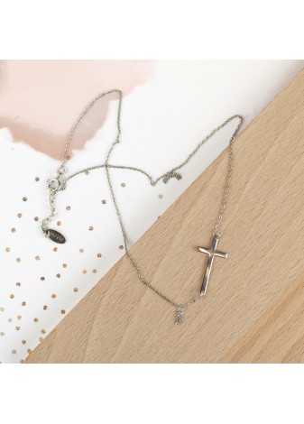 SREBRNY NASZYJNIK KRZYŻ Z GRAWEREM SREBRO 925 RODOWANY