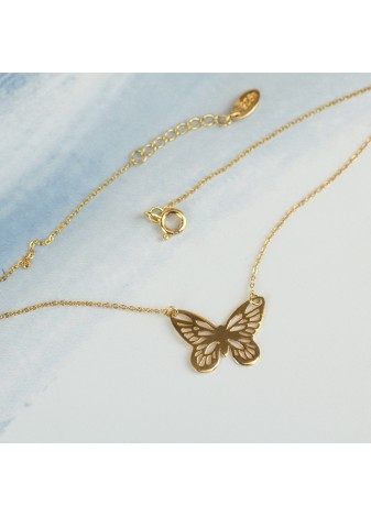 ZŁOTY NASZYJNIK AŻUROWY MOTYLEK SREBRO 925 ZŁOTO 999