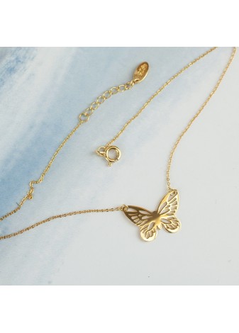 ZŁOTY NASZYJNIK AŻUROWY MOTYLEK SREBRO 925 ZŁOTO 999