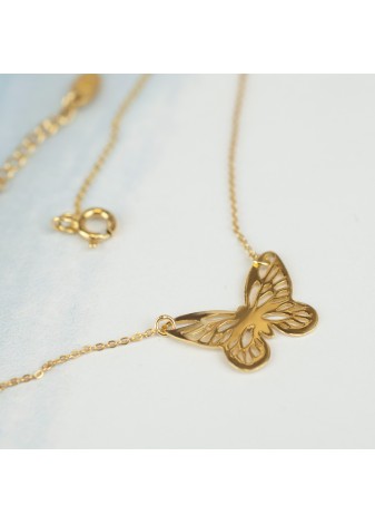 ZŁOTY NASZYJNIK AŻUROWY MOTYLEK SREBRO 925 ZŁOTO 999