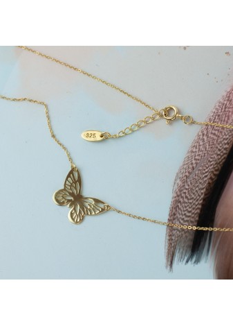 ZŁOTY NASZYJNIK AŻUROWY MOTYLEK SREBRO 925 ZŁOTO 999