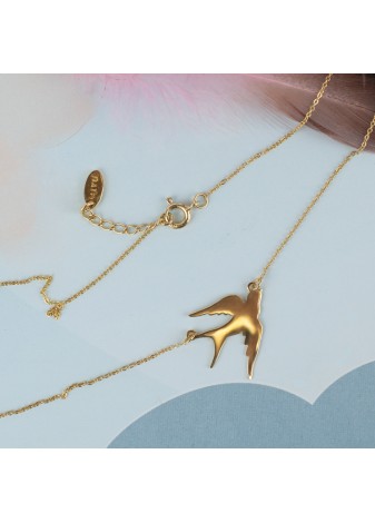 ZŁOTY NASZYJNIK PTAK SREBRO 925 ZŁOTO 999 JASKÓŁKA