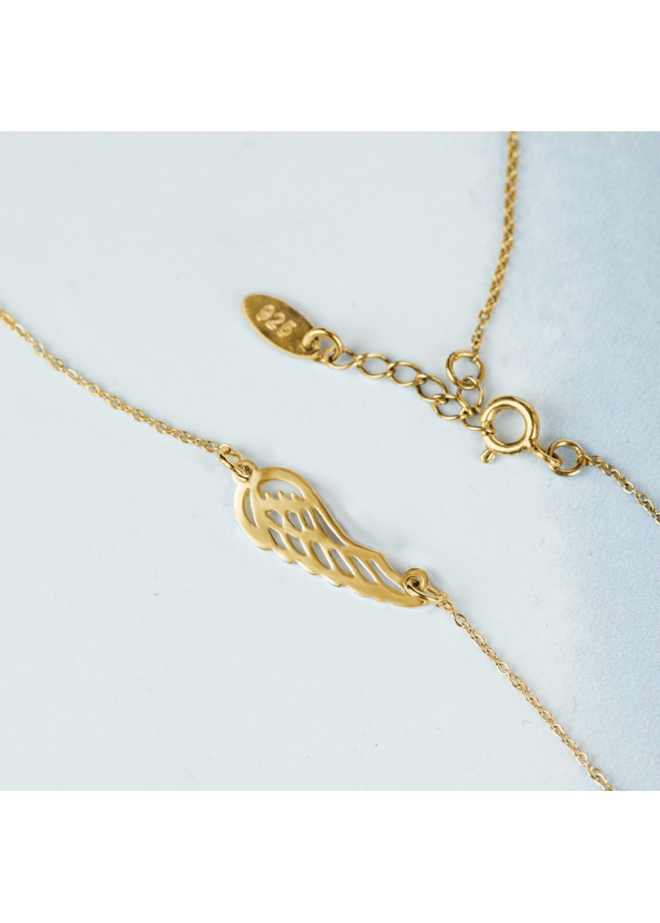 ZŁOTY NASZYJNIK AŻUROWE SKRZYDŁO SREBRO 925 ZŁOTO 999