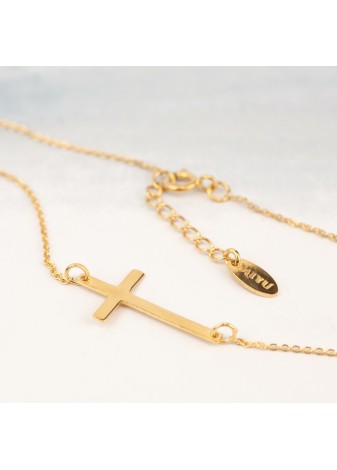 ZŁOTY NASZYJNIK Z KRZYŻEM SREBRO 925 ZŁOTO 999