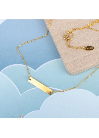 ZŁOTY NASZYJNIK Z GRAWEROWANĄ BLASZKĄ SREBRO 925 ZŁOTO 999