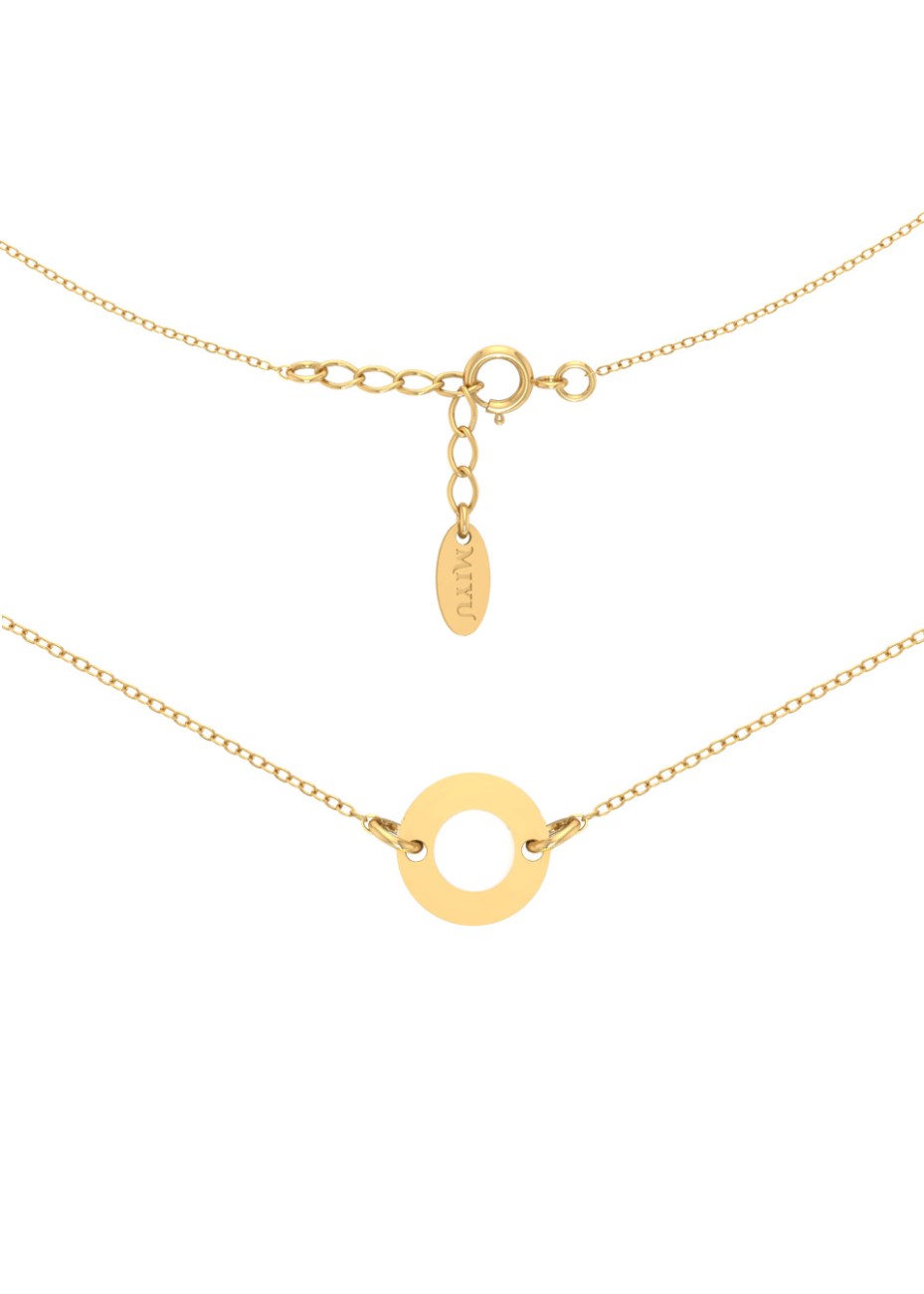 ZŁOTY NASZYJNIK Z OKRĄGŁĄ ZAWIESZKĄ SREBRO 925 ZŁOTO 999