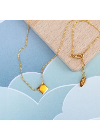 ZŁOTY NASZYJNIK Z KWADRATOWĄ ZAWIESZKĄ SREBRO 925 ZŁOTO 999