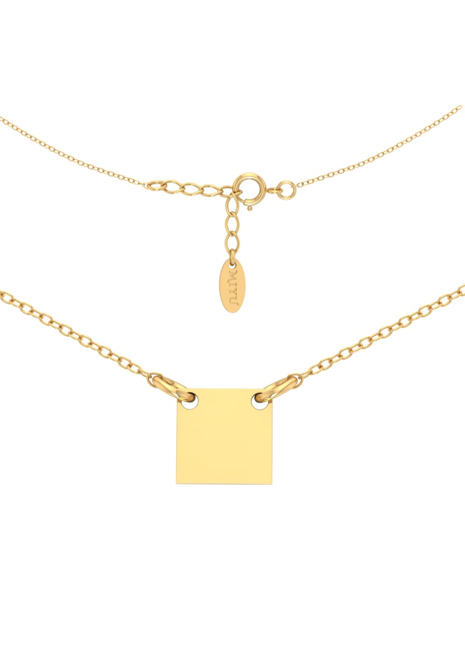 ZŁOTY NASZYJNIK Z KWADRATOWĄ ZAWIESZKĄ SREBRO 925 ZŁOTO 999