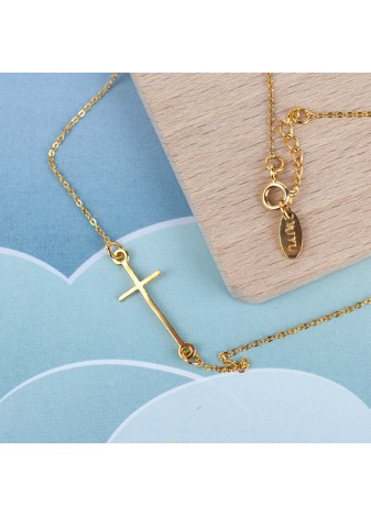 ZŁOTY NASZYJNIK Z KRZYŻYKIEM SREBRO 925 ZŁOTO 999