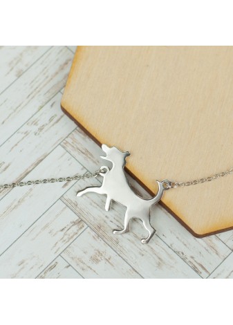 SREBRNY NASZYJNIK PIES KUNDELEK SREBRO 925 RODOWANY