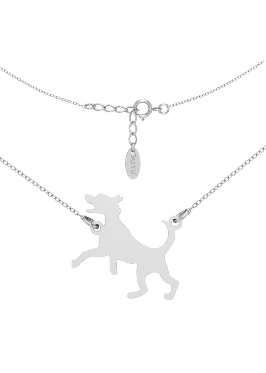 SREBRNY NASZYJNIK PIES KUNDELEK SREBRO 925 RODOWANY