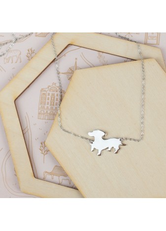 SREBRNY NASZYJNIK PIES JAMNIK SREBRO 925 RODOWANY