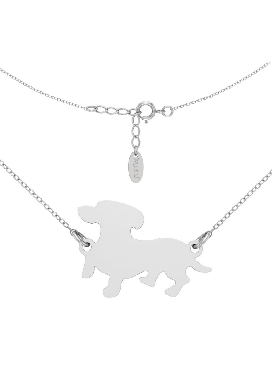 SREBRNY NASZYJNIK PIES JAMNIK SREBRO 925 RODOWANY